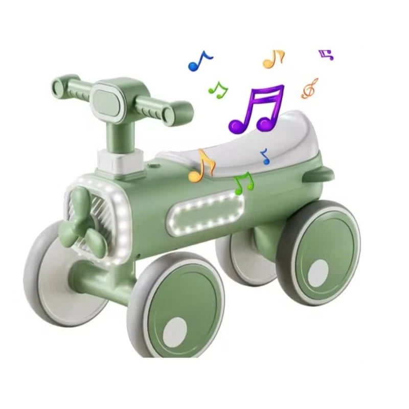 Детско колело за баланс и прохождане Kids, Със звукови и светлинни ефекти, Подвижна перка, 56.5X26.5X41.5 cm, 1,5 + години