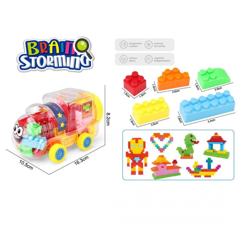 ДЕТСКИ КОНСТРУКТОР 50 ЧАСТИ В ПРОЗРАЧЕН ЛОКОМОТИВ