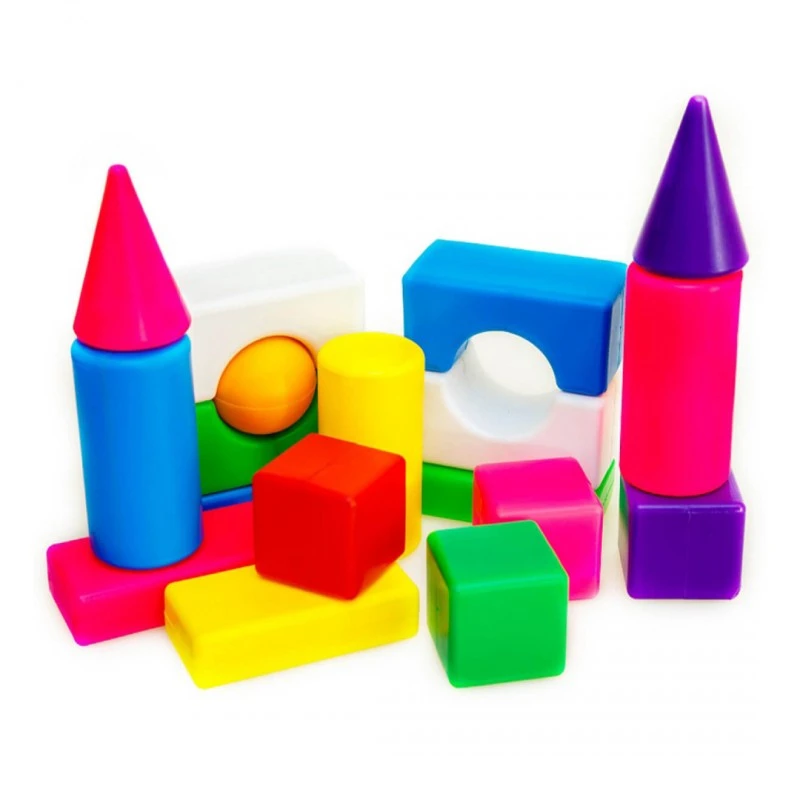 ДЕТСКИ КОНСТРУКТОР С ЕДРИ ЕЛЕМЕНТИ И ТОПКА 18 ЧАСТИ