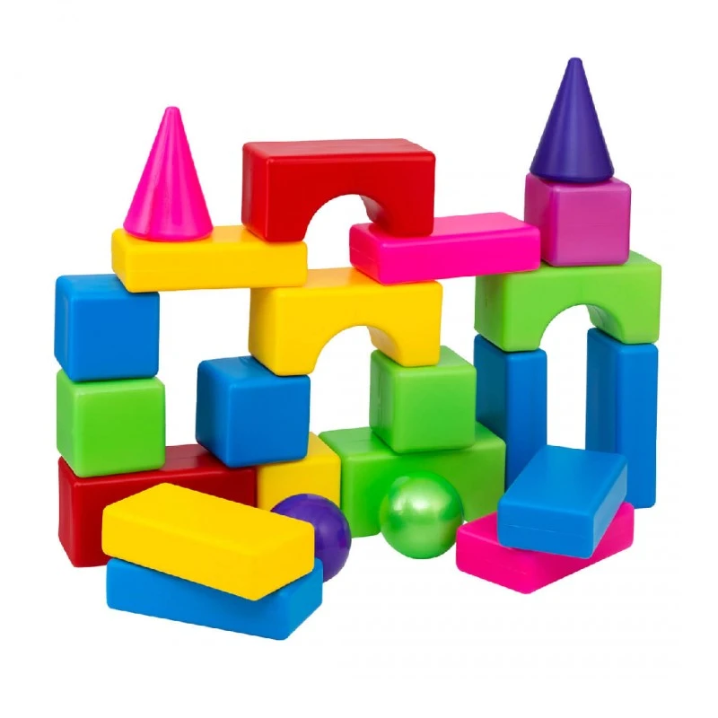 ДЕТСКИ КОНСТРУКТОР С ЕДРИ ЕЛЕМЕНТИ И ТОПКИ 27 ЧАСТИ В ПЛИК