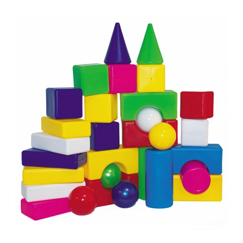 ДЕТСКИ КОНСТРУКТОР С ЕДРИ ЕЛЕМЕНТИ И ТОПКИ 30 ЧАСТИ В ЧАНТА