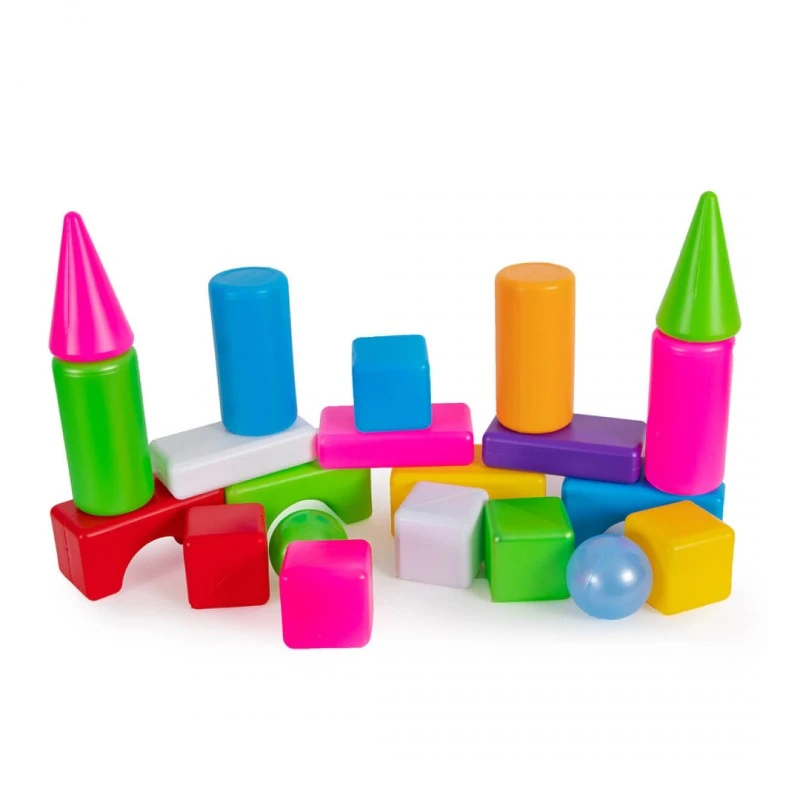 ДЕТСКИ КОНСТРУКТОР С ЕДРИ ЕЛЕМЕНТИ И ТОПКИ 21 ЧАСТИ В ЧАНТА