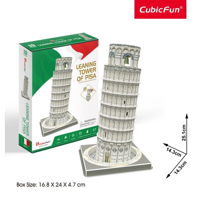 CubicFun Пъзел 3D Leaning Tower of Pisa, 27 части, 24x16.8x4.7 см., 7+ години