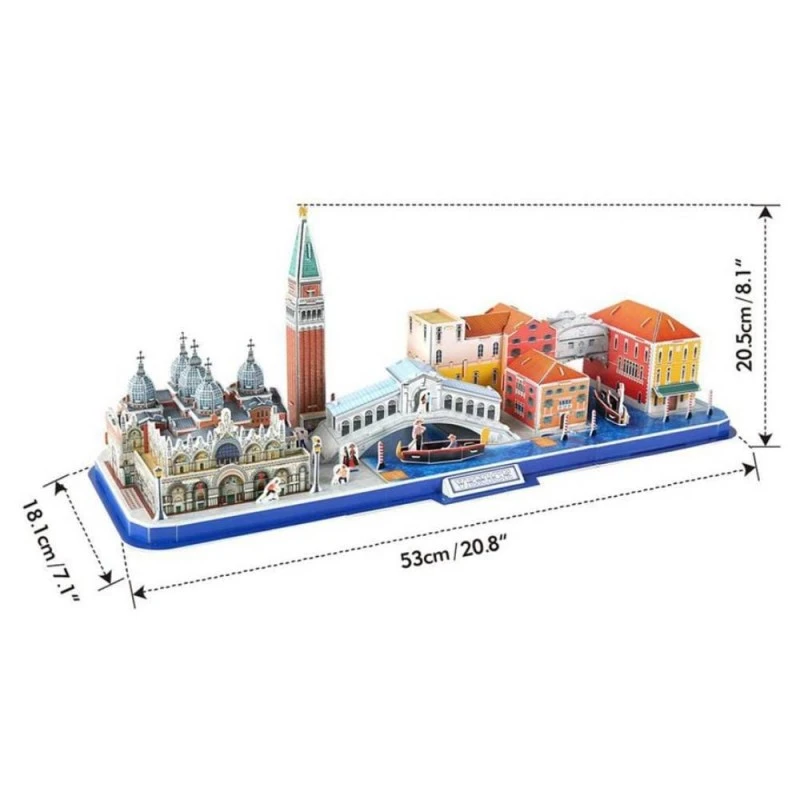 CubicFun 3D Пъзел CITY LINE VENICE, 126 части, 29.8x21.8x6 см., 5+ години
