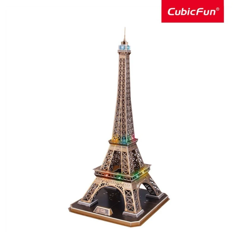 CubicFun 3D Пъзел EIFFEL TOWER с LED светлини, 84 части, 33x22.7x6 см., 7+ години