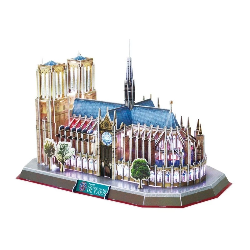 CubicFun 3D Пъзел NOTRE DAME De PARIS с LED светлини, 149 части, 33x22.7x6 см., 8+ години