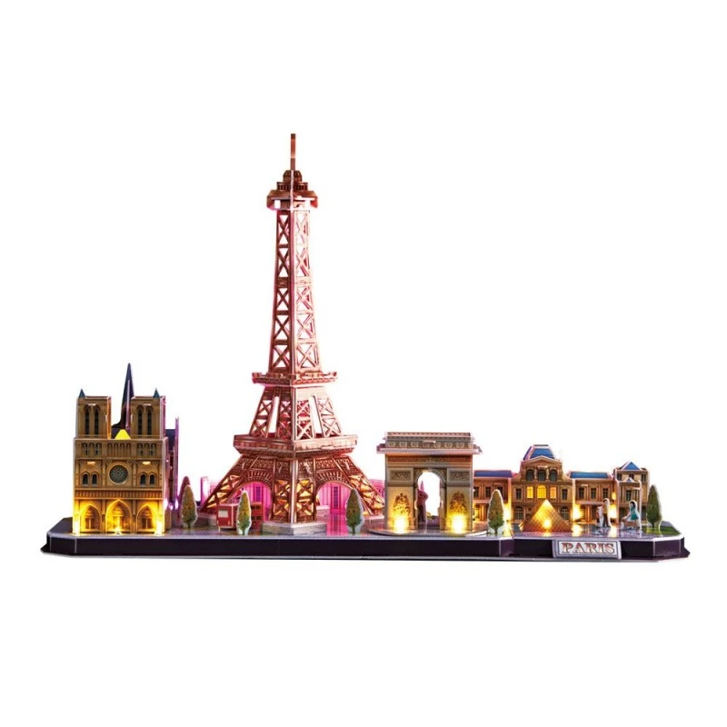 CubicFun Пъзел 3D City Line Paris с LED светлини, 115 части, 21.8x29.8x6 см., 3+ години