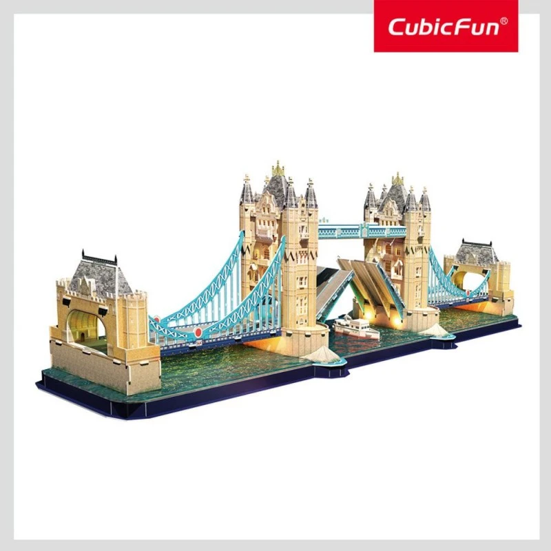 CubicFun Пъзел 3D Tower Bridge, Отварящ се с LED светлини, 222 части, 30.8x44.6x6 см., 