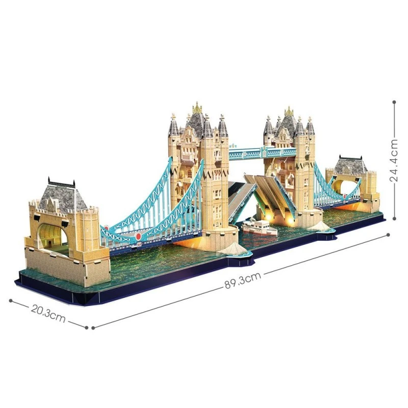 CubicFun Пъзел 3D Tower Bridge, Отварящ се с LED светлини, 222 части, 30.8x44.6x6 см., 