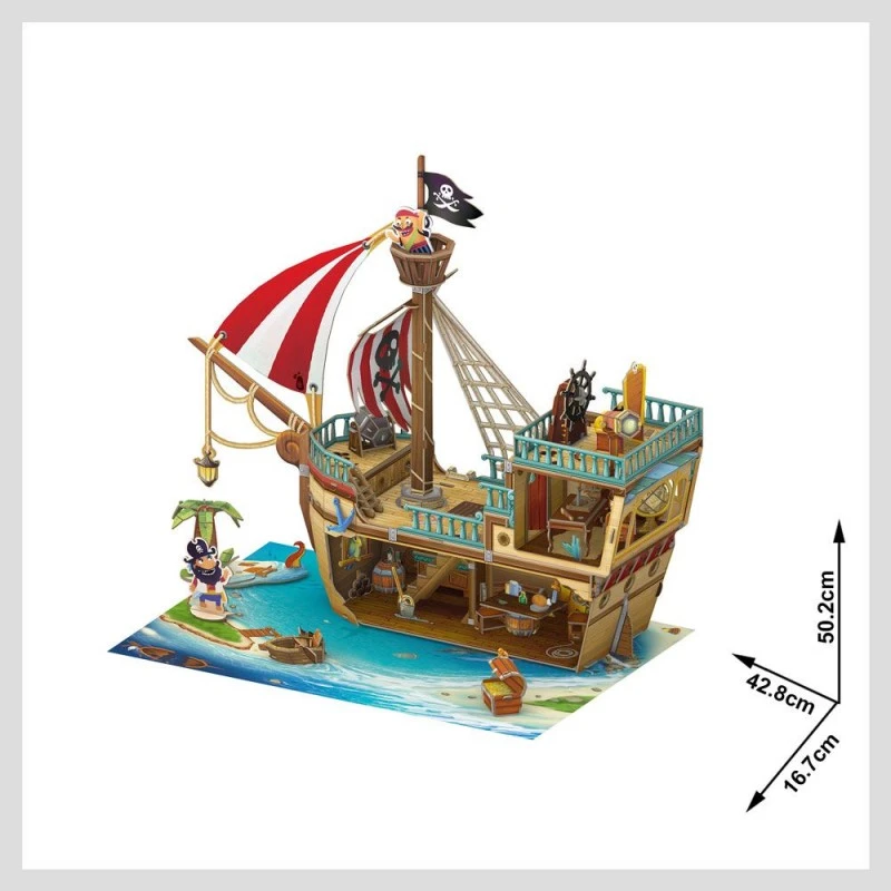CubicFun Пъзел 3D Кораб Pirate Treasure Ship, 157 части, 22.7x33x4.7 см., 3+ години