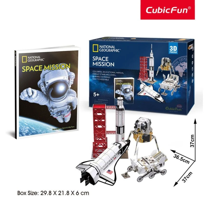CubicFun Пъзел 3D National Geographic Космическа мисия Space Mission 80 части, 29.8x21.8x6 см., 6+ години