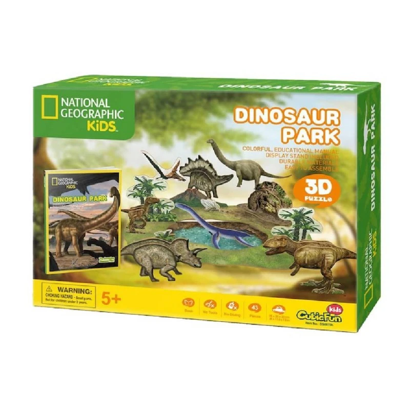 CubicFun 3D Пъзел ДИНОЗАВРИ NATIONAL GEOGRAPHIC KIDS, 43 части, 29.8x21.8x6 см., 5+ години