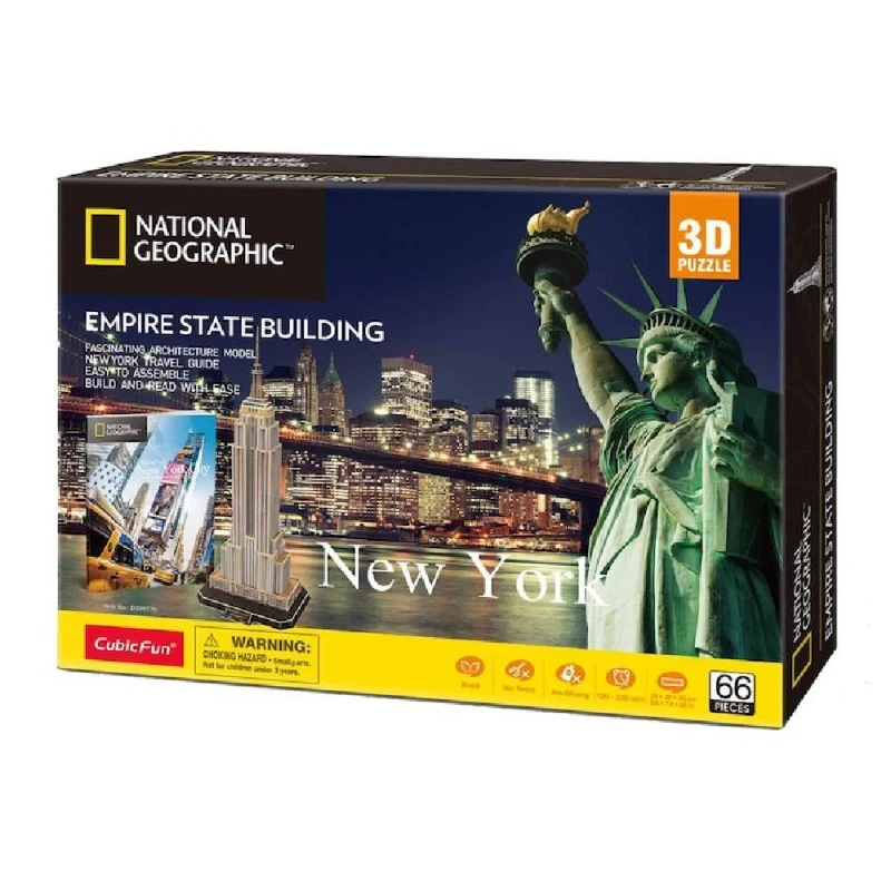 CubicFun 3D Пъзел EMPIRE STATE BUILDING NATIONAL GEOGRAPHIC, 66 части, 29.8x21.8x6 см., 8+ години