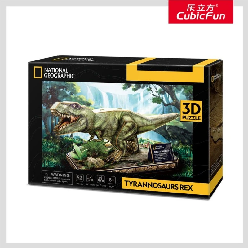 CubicFun Пъзел 3D National Geographic Tyrannosaurus Rex, 52 части, 21.8x29.8x4.5 см., 3+ години