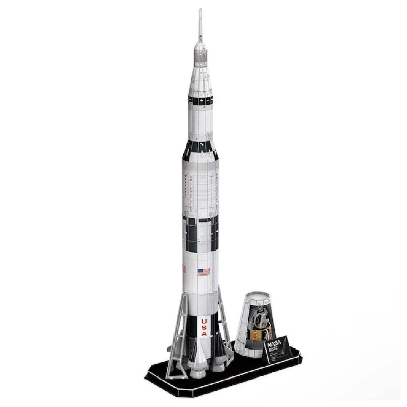 CubicFun Пъзел 3D NASA Ракета Apollo Saturn V 136 части, 6.2x29.9x22 см., 