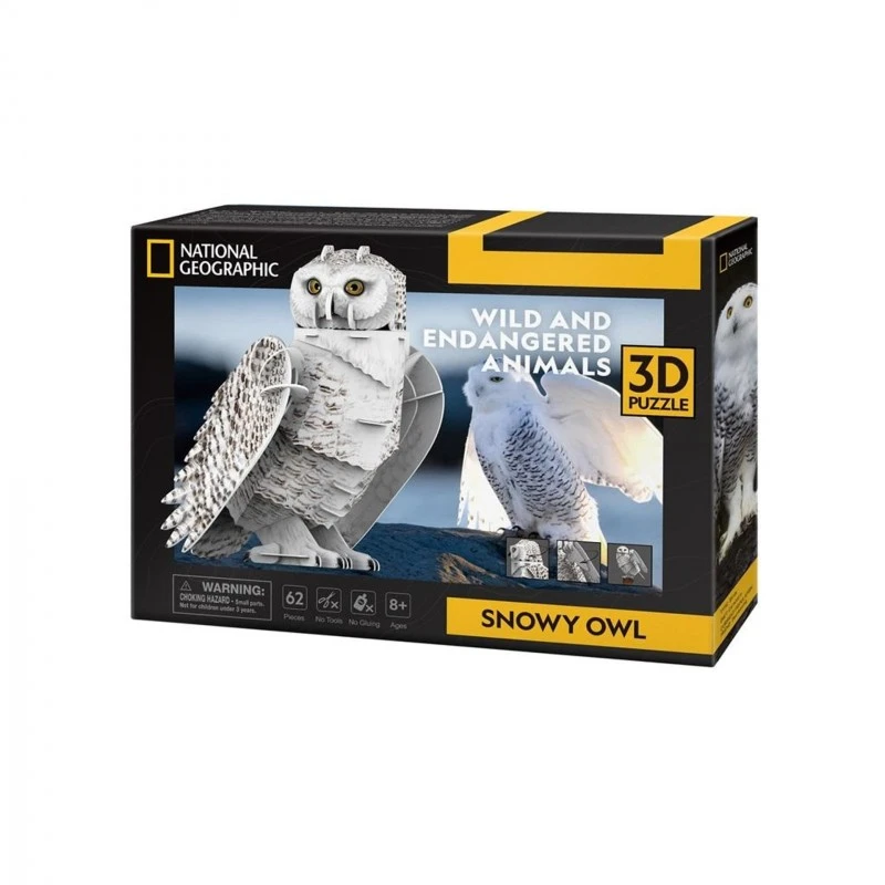 CubicFun Пъзел 3D National Geographic Полярна Сова, 62 части, 4.5x29.8x21.8 см., 8+ години