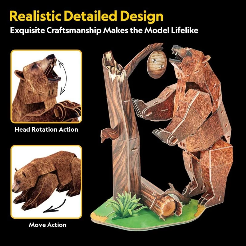 CubicFun Пъзел 3D National Geographic Кафява мечка, 88 части, 4.5x29.6x21.8 см., 8+ години