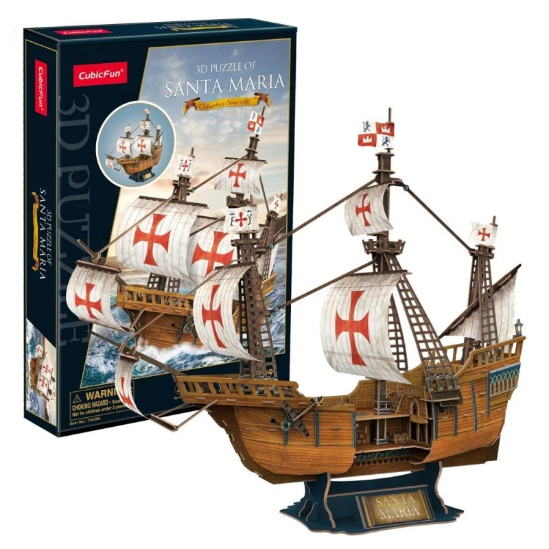CubicFun 3D Пъзел кораб Santa Maria 204 части, 33x22.7x4.7 см., 8+ години