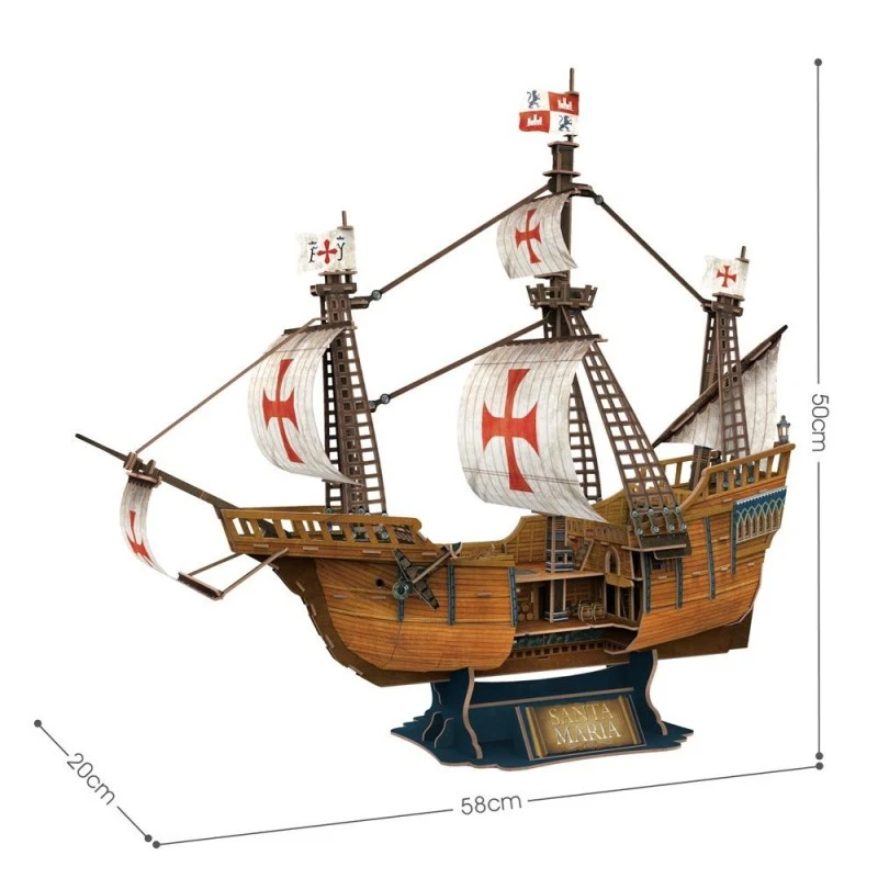 CubicFun 3D Пъзел кораб Santa Maria 204 части, 33x22.7x4.7 см., 8+ години