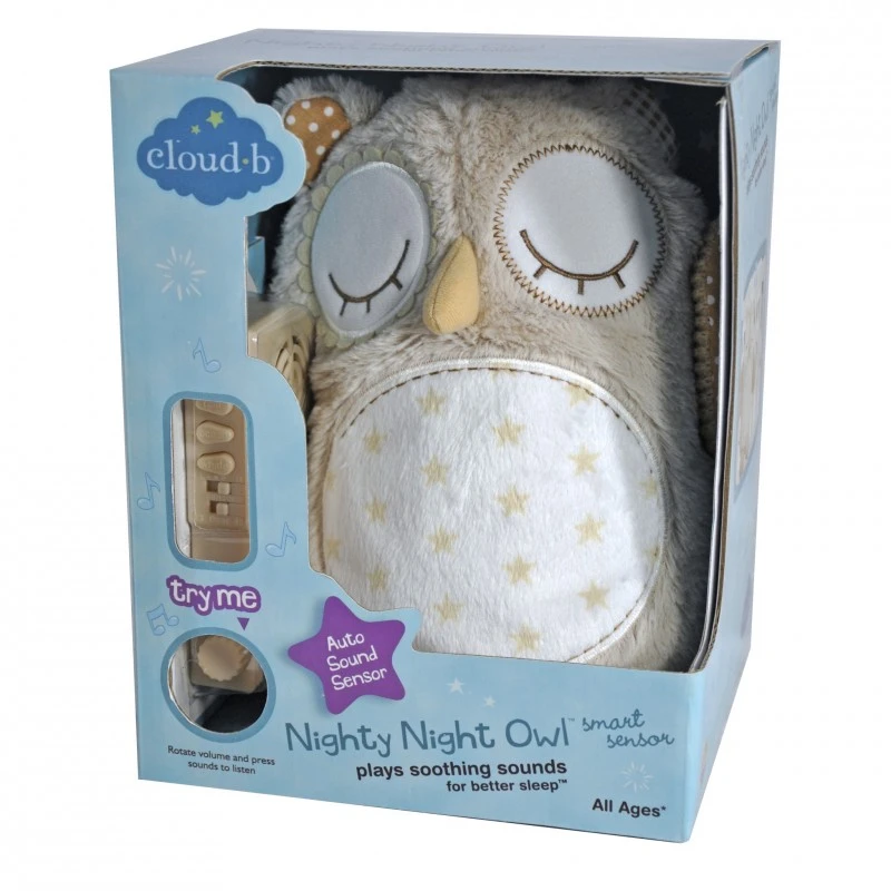 Музикална плюшена играчка Cloud B, БУХАЛ, със сензор за движение, 8524