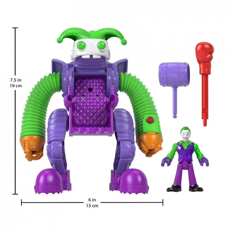 Комплект за игра Imaginex DC Super Friends, Робот с фигурка The Joker Battling Robot, 20 cm, 3+години