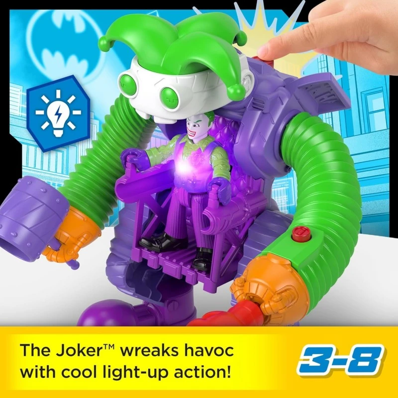 Комплект за игра Imaginex DC Super Friends, Робот с фигурка The Joker Battling Robot, 20 cm, 3+години