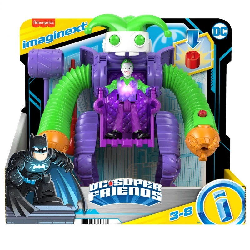 Комплект за игра Imaginex DC Super Friends, Робот с фигурка The Joker Battling Robot, 20 cm, 3+години