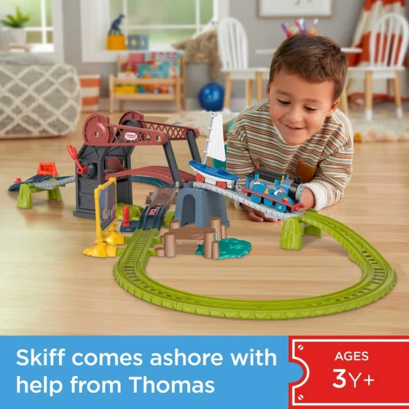 Игрален комплект Приключение на подвижния мост с Томас и Скиф, Thomas & Friends Bridge Lift Thomas & Skiff Set от серията TrackMaster, GWX09