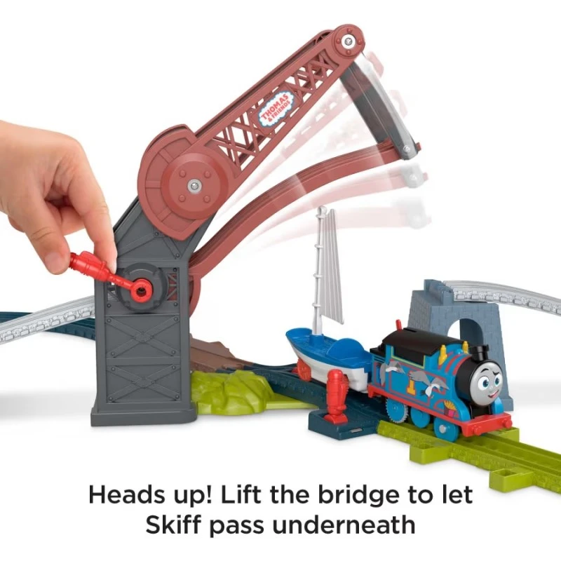 Игрален комплект Приключение на подвижния мост с Томас и Скиф, Thomas & Friends Bridge Lift Thomas & Skiff Set от серията TrackMaster, GWX09