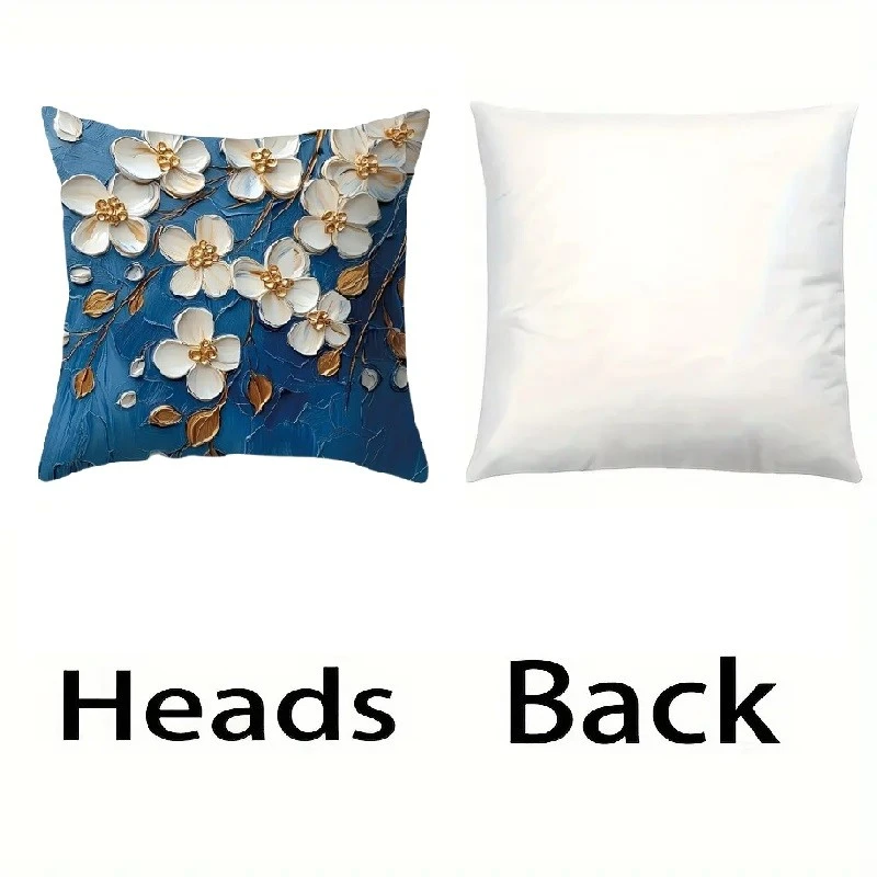 Комплект 4 калъфки за възглавници, Закопчаване с цип, Различни мотиви, Flowеrs white, 45х45 см