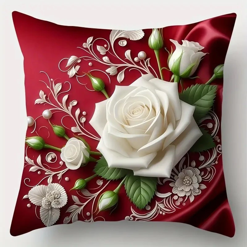 Комплект 4 калъфки за възглавници, Закопчаване с цип, Различни мотиви, Roses, 45х45 см