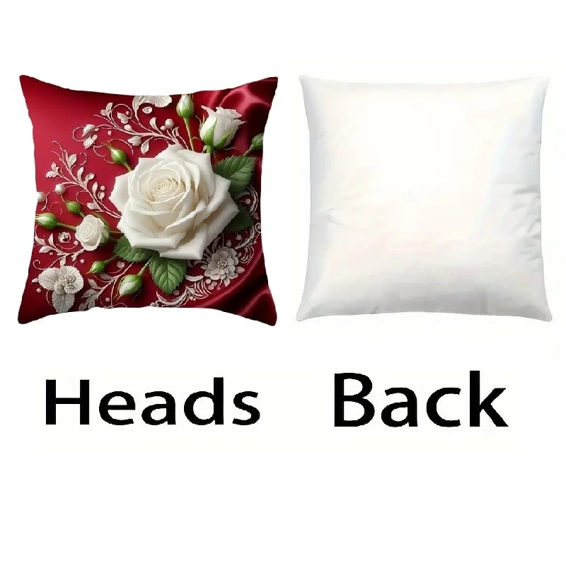 Комплект 4 калъфки за възглавници, Закопчаване с цип, Различни мотиви, Roses, 45х45 см