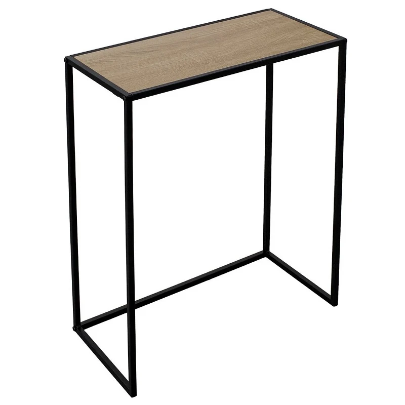 Помощна конзолна масичка с метална рамка, MDF плот в естествен цвят, 56x26x66см