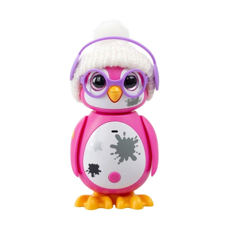 Интерактивна играчка Silverlit мини Пингвин, Светлинни и звукови ефекти, Функция за запис и възпроизвеждане, 10.6 см, 5+ години, Розов