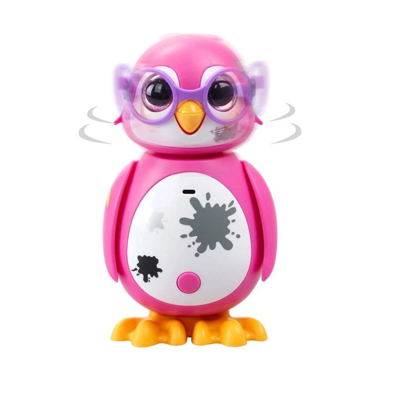 Интерактивна играчка Silverlit мини Пингвин, Светлинни и звукови ефекти, Функция за запис и възпроизвеждане, 10.6 см, 5+ години, Розов