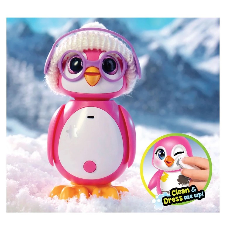 Интерактивна играчка Silverlit мини Пингвин, Светлинни и звукови ефекти, Функция за запис и възпроизвеждане, 10.6 см, 5+ години, Розов