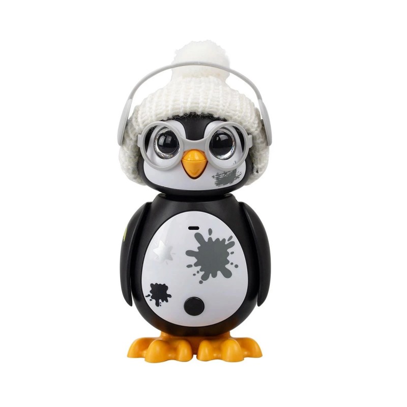 Интерактивна играчка Silverlit мини Пингвин, Светлинни и звукови ефекти, Функция за запис и възпроизвеждане, 10.6 см, 5+ години, Черен