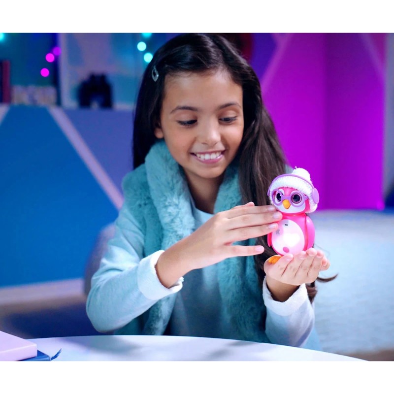 Интерактивна играчка Silverlit мини Пингвин, Светлинни и звукови ефекти, Функция за запис и възпроизвеждане, 10.6 см, 5+ години, Розов