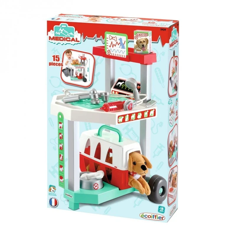 Игрален комплект Ecoiffier, Ветеринарна клиника, 15 части, 7600001909