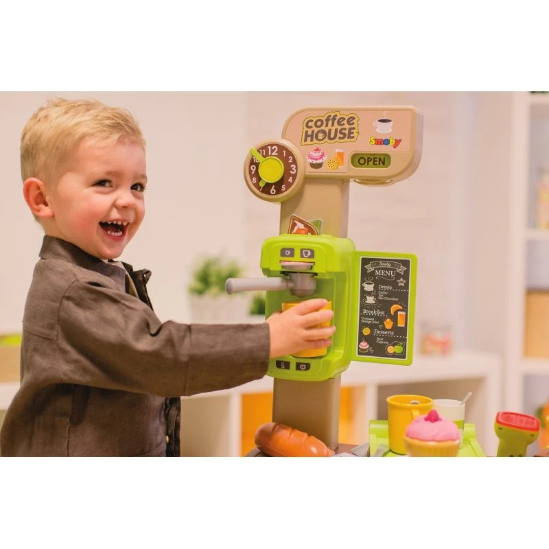 Детски магазин за кафе Smoby, Звукови ефекти и 63 аксесоари,  89 х 60 x 59 cm