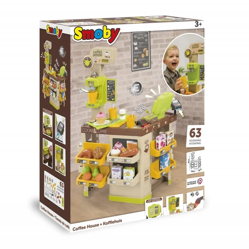 Детски магазин за кафе Smoby, Звукови ефекти и 63 аксесоари,  89 х 60 x 59 cm