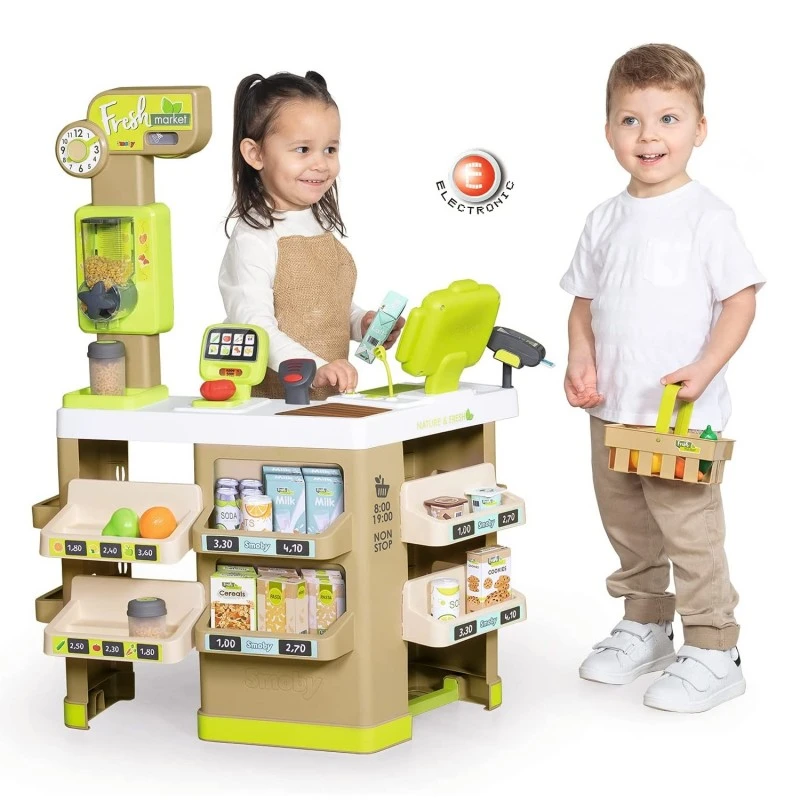 Детски комплект за игра Smoby, ФРЕШ Маркет, Звукови ефекти и 43 аксесоари, 89 х 60 х 60 см.