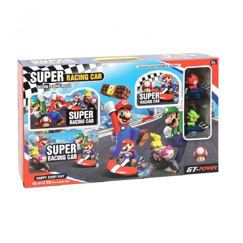 Писта за игра Super Mario, С 2 кочики и мини фигурки, 50 х 30 х 10 см, 3+ години