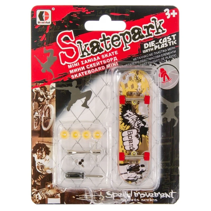Играчка Мини скейтборд с инструменти и резервни части 10 см, 10x2.5x1.5 см