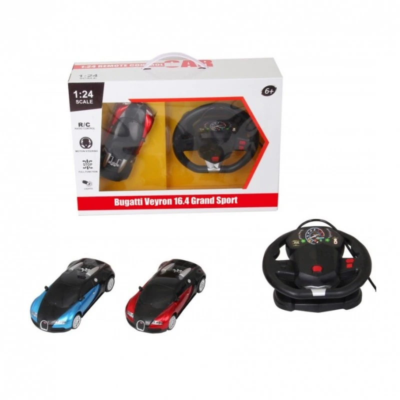 Метална кола 1:24 R/C Bugatti Veyron със дистанционно тип волан, Радиоуправляем модел, Светлини, 42x13x29 cm