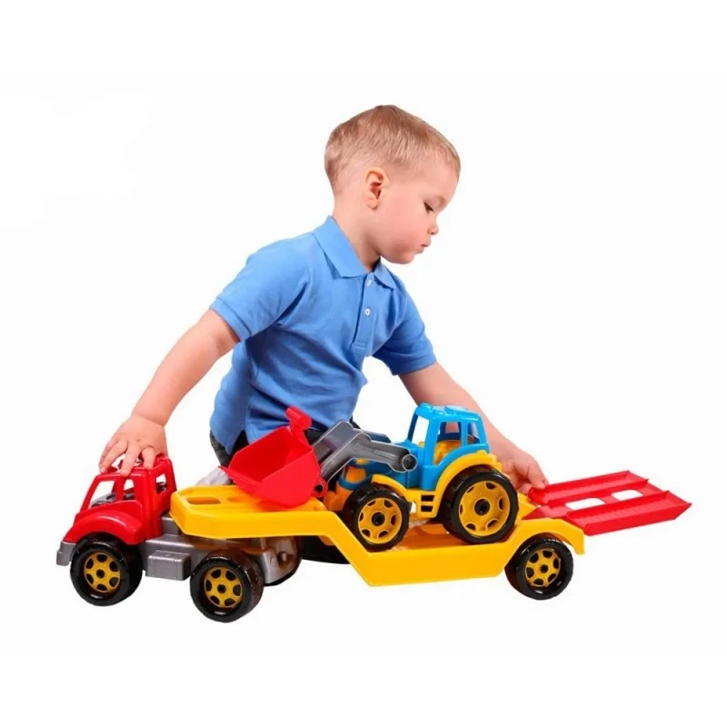 Камион автовоз с Багер Челен товарач Technok, 64х21х24 см, 3+ години