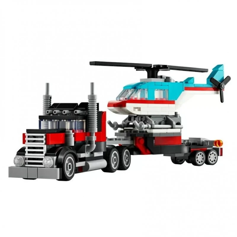 LEGO Creator 3 в 1 - Камион с платформа и хеликоптер, 270 части, 6+ години