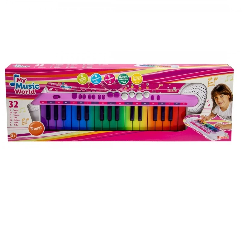 Детско Пиано-Йоника с 32 клавиша, (45х13cm.), Simba My musical world Rainbow keyboard