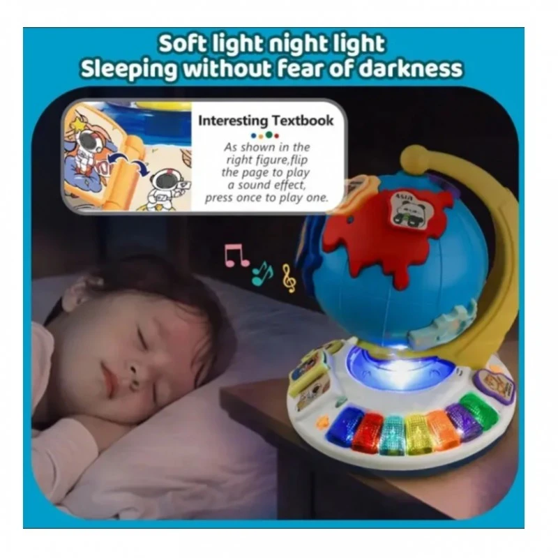 Интерактивен Глобус - Пъзел за деца, Музика и светлини, 31.5 х 21,2 х 24 см