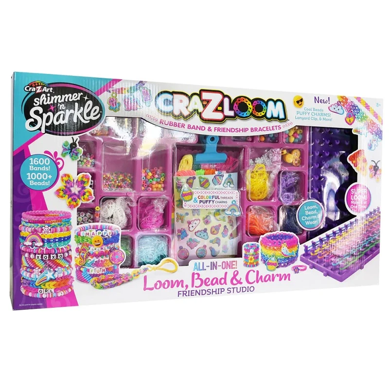 Творчески комплект: Направи си сам уникални гривни, Shimmer n Sparkle Loom-Bead-Charm all in one, 30 × 55 × 5 cm